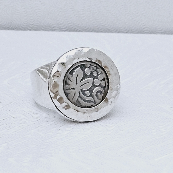 RARE Silpada Sterling Silver Leaf Coin Ring R1105 Size
